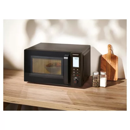 SilverCrest SMW 800 F2 Fekete 20L 800W / 1200W digitális grilles mikrohullámú sütő, forgótányéros mikró, mikrósütő grill funkcióval
