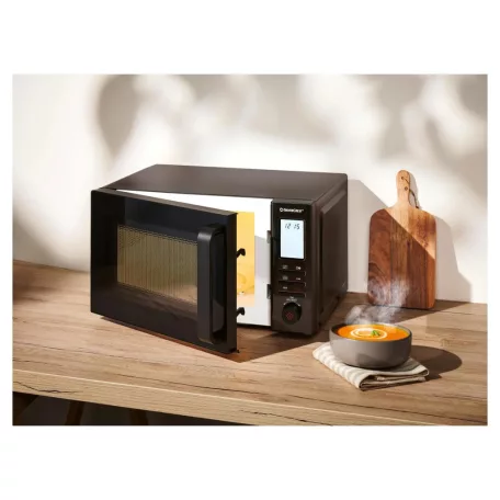 SilverCrest SMW 800 F2 Fekete 20L 800W / 1200W digitális grilles mikrohullámú sütő, forgótányéros mikró, mikrósütő grill funkcióval