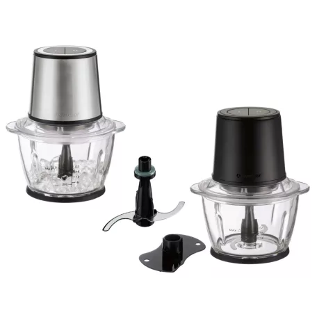 SilverCrest SMZE 500 C2 / E1 inox nemesacél 500W 1,2L üveg tálas konyhai aprító, jégdaráló funkcióval 