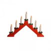   Snow Meister / HOME KAL 01 elemes, beltéri LED-es gyertyapiramis, 7 db melegfehér állófényű LED gyertya, piros piramis alakú tartóval, karácsonyi ablakdísz