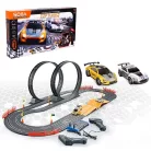 SOBA Slot Racing Top Turbo 5.6 m elektromos (elemes) versenypálya szett, autópálya 2 db távirányítható autóval, dupla halálkanyarral