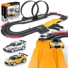 SOBA Slot Racing Top Turbo 5.6 m elektromos (elemes) versenypálya szett, autópálya 2 db távirányítható autóval, dupla halálkanyarral