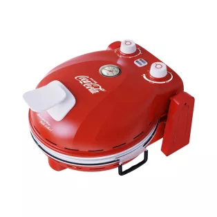  Coca-Cola® SPM-900CC piros 1400W 30 cm elektromos pizzasütő, pizzakemence hőmérúvel, 305 x 10 mm pizzakővel, fém pizzalapáttal