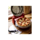 Coca-Cola® SPM-900CC piros 1400W 30 cm elektromos pizzasütő, pizzakemence hőmérúvel, 305 x 10 mm pizzakővel, fém pizzalapáttal