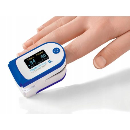 Beurer / SilverCrest Personal Care SPO 55 Pulse Oximeter, Bluetooth pulzoximéter LCD kijelzővel, HealthForYou alkalmazás kapcsolattal,  Artériás oxigénszaturáció (SpO₂) és pulzusszám mérésére, fehér (454.82)