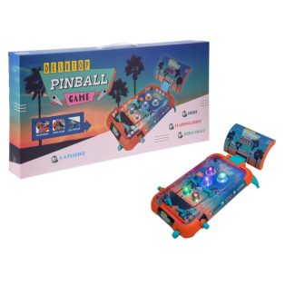   DPG S34-937730 Desktop Pinball, elemes asztali mini elektronikus flipper, 4 flipperkarral, 5 világító ütköözővel, hanghatással, digitális kijelzővel