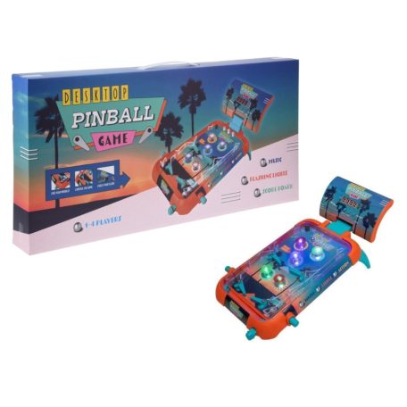 DPG S34-937730 Desktop Pinball, elemes asztali mini elektronikus flipper, 4 flipperkarral, 5 világító ütköözővel, hanghatással, digitális kijelzővel