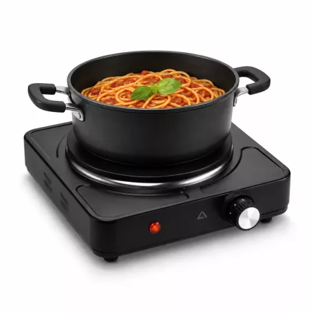 Ambiano SP-151A  szimpla elektromos főzőlap, 1500W fém platnis egylapos rezsó fekete / fehér, 185 mm