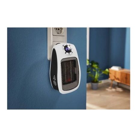 Tronic TSH 600 B2 / SilverCrest SSH 600 B2 Handy Heater Fehér PTC 600W elektromos bedugható, fali konnektoros mini kerámia hősugárzó, fűtőventilátor LED kijelzővel, 24 órás időzítővel (Ceramic Plug Heater)