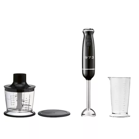 SilverCrest SSMSR 600 A1 RETRO 1973 inox - piros / bézs / fekete, nemesacél 600W botmixer szett, rúdmixer készlet 500 ml aprítóval, 700 ml keverőpohárral (2 in 1)