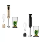 SilverCrest SSMS 600 E5 inox, nemesacél 600W botmixer szett, rúdmixer készlet 700 ml keverőpohárral és habverővel, fekete / arany színben