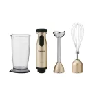 SilverCrest SSMS 600 E5 inox, nemesacél 600W botmixer szett, rúdmixer készlet 700 ml keverőpohárral és habverővel, fekete / arany színben