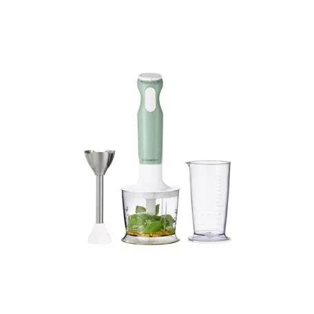 SilverCrest SSMS 600 G1 inox - zöld, nemesacél 600W botmixer szett, rúdmixer készlet 500 ml aprítóval, 700 ml keverőpohárral (2 in 1)