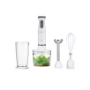   SilverCrest SSMS 600 E6 inox, nemesacél 600W botmixer szett, rúdmixer készlet 500 ml aprítóval, 700 ml keverőpohárral és habverővel, fehér / lila (3 in 1)