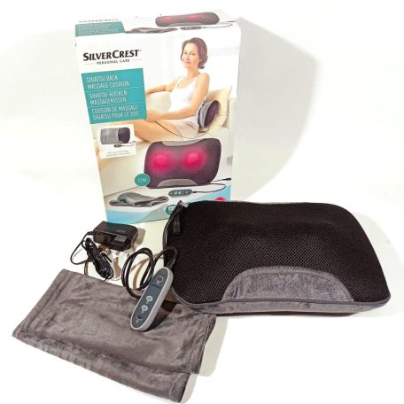SilverCrest SSNR 12 B3 DM elektromos Shiatsu masszírozó párna, 12W hőterápiás derékmasszírozó, görgős hátmasszírozó, infravörös fűtéssel
