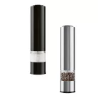 SilverCrest SSPM 6 A2 DUO inox + fekete borsörlő szett, 2 darabos elektromos (elemes) só- és borsörlő, fűszer- és borsdaráló készlet