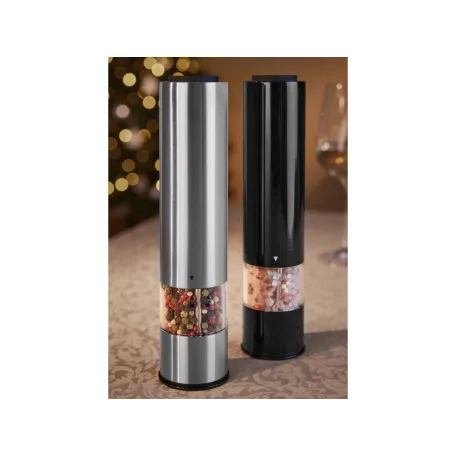 SilverCrest SSPM 6 A2 DUO inox + fekete borsörlő szett, 2 darabos elektromos (elemes) só- és borsörlő, fűszer- és borsdaráló készlet