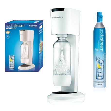 SodaStream Genesis White (fehér) szódagép, házi szódakészítő 1 db CO2  patronnal és 1 db 0.9 literes palackkal