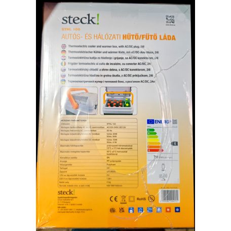 Steck STHL 100 ECO 24L CoolBox 12V autós / 230V hálózati 24 literes hűtő - fűtő elektromos (termoelektromos) hűtőtáska ECO üzemmóddal 