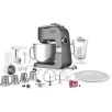   Sencor STM 7900 Paul szálcsiszolt alumínium burkolatú 1500W 6L prémium konyhai robotgép, dagasztógép fém fogaskerekekkel, turmixal, húsdarálóval és reszelővel