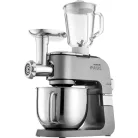 Sencor STM 7900 Paul szálcsiszolt alumínium burkolatú 1500W 6L prémium konyhai robotgép, dagasztógép fém fogaskerekekkel, turmixal, húsdarálóval és reszelővel