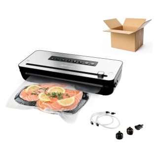   BONTOTT, kipróbált SilverCrest SVEB 160 C3 Wet & Soft inox nemesacél 160W prémium vákuumcsomagoló fóliahegesztő, pácolás funkcióval és fóliavágóval