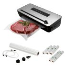 SilverCrest SVEB 160 C4 Maxi Pack Wet & Soft inox nemesacél 160W prémium vákuumcsomagoló fóliahegesztő, pácolás funkcióval és fóliavágóval, 6 tekercs sous-vide fóliával