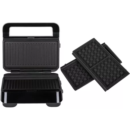 Delonghi SW12AC.S MultiGrill Easy 2 az 1-ben 800W kontaktgrill és gofrisütő, kontakt grillsütő cserélhető lapokkal