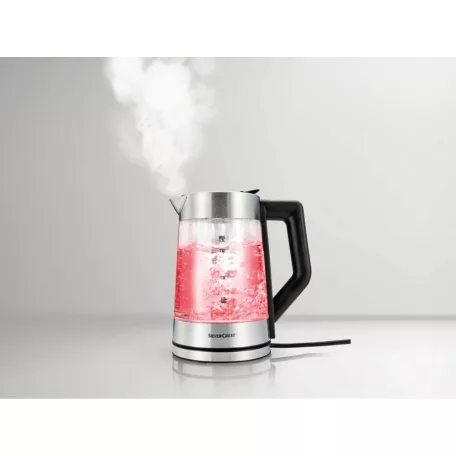 SilverCrest SWGD 3000 A2 digitális, szabályozható hőfokú 3000W 1.7L inox - fekete üveg vízforraló, hőre színváltó LED világítással, melegentartás funkcióval