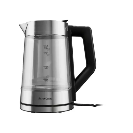 SilverCrest SWGD 3000 A2 digitális, szabályozható hőfokú 3000W 1.7L inox - fekete üveg vízforraló, hőre színváltó LED világítással, melegentartás funkcióval