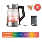 HIBÁS, használt, működésképtelen SilverCrest SWGD 3000 A2 digitális, szabályozható hőfokú 3000W 1.7L inox - fekete üveg vízforraló, hőre színváltó LED világítással, melegentartás funkcióval (alkatrésznek)