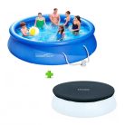 Summer Waves RODOSZ VT 366 x 76 cm  5,5 m3 puhafalú kerti medence szett vízforgatóval és védőtakakróval, sötétkék