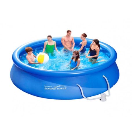 Summer Waves RODOSZ VT 366 x 76 cm  5,5 m3 puhafalú kerti medence szett vízforgatóval és védőtakakróval, sötétkék