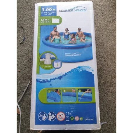 Summer Waves RODOSZ VT 366 x 76 cm  5,5 m3 puhafalú kerti medence szett vízforgatóval és védőtakakróval, sötétkék