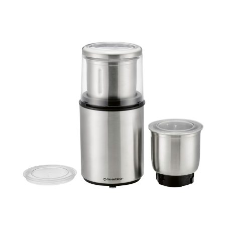 SilverCrest SZE 200 A1 200W 70g 2 az 1-ben inox konyhai aprító, elektromos kávédaráló, fűszerdaráló, nemesacél daráló, kávéba, mák, mogyoró, dió, fűszerek és gabonafélék őrléséhez, aprításához