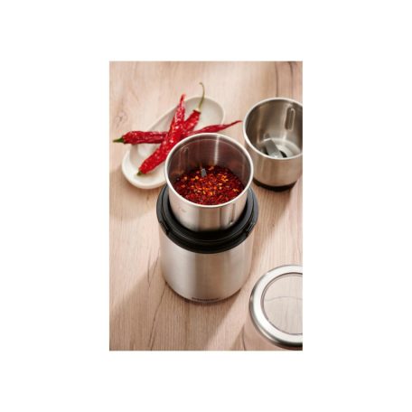 SilverCrest SZE 200 A1 200W 70g 2 az 1-ben inox konyhai aprító, elektromos kávédaráló, fűszerdaráló, nemesacél daráló, kávéba, mák, mogyoró, dió, fűszerek és gabonafélék őrléséhez, aprításához