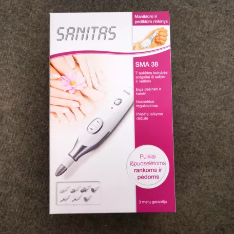 Sanitas SMA 38 / SMA 35 elektromos hálózati manikűr-pedikűr szett, körömcsiszoló készlet 7 zafír fejjel, természetes körömhöz