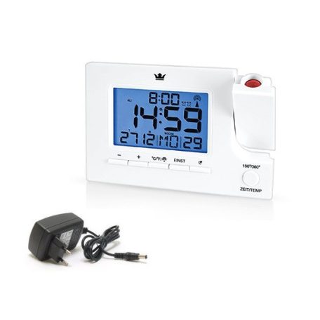 digiTech Sempre DCF rádióvezérelt projektoros, kivetítős ébresztő óra hőmérővel, USB töltőporttal, hálózati adapterrel (folyamatos kivetítéssel)
