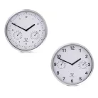 Sempre 728236 DCF inox rádióvezérelt analóg, hangtalan mechanikus falióra, szálcsiszolt alumínium kerettel, páratartalom mérővel és hőmérővel, fehér számlappal
