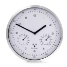 Sempre 728236 DCF inox rádióvezérelt analóg, hangtalan mechanikus falióra, szálcsiszolt alumínium kerettel, páratartalom mérővel és hőmérővel, fehér számlappal