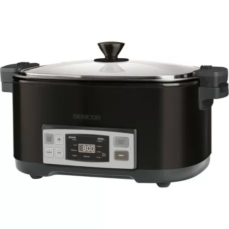 Sencor SPR 5508BK Slow Cooker, digitális multifunkciós sütő - főzőedény, olajsütő, lassú főző 6L 1350W