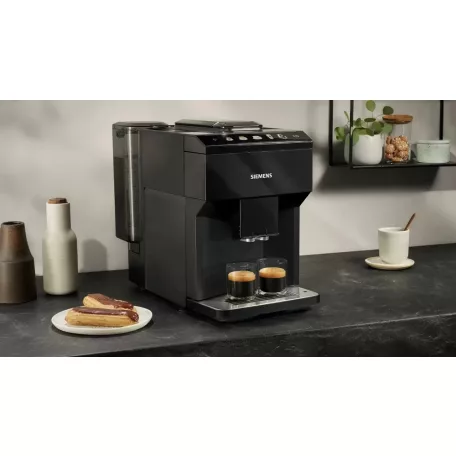 Siemens EQ500 TP511R09 örlőműves teljesen automata kávéfőző 15 bar nyomás 1.9 liter víztartály 270g kávébab tartály, integrált tejtartály