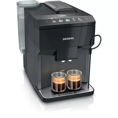 Siemens EQ500 TP511R09 örlőműves teljesen automata kávéfőző 15 bar nyomás 1.9 liter víztartály 270g kávébab tartály, integrált tejtartály
