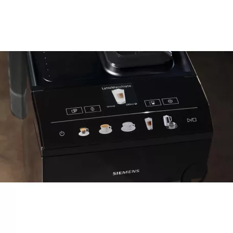 Siemens EQ500 TP511R09 örlőműves teljesen automata kávéfőző 15 bar nyomás 1.9 liter víztartály 270g kávébab tartály, integrált tejtartály