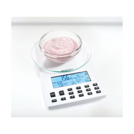 SilverCrest SNAW 1000 D1 digitális konyhai tápértékelemző mérleg, kalóriamérleg