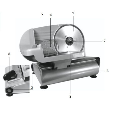 Simpex 150W fém elektromos univerzális háztartási élelmiszer szeletelő, 150W 190 mm szeletelőgép 1-15 mm közötti szeletvastagsággal
