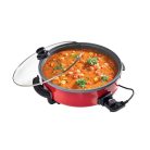 Simpex Basic 25319 XXL Kerámia Partyserpenyő, piros partisütő, Hot Pan, 1500W 42 cm kerek multifunkciós elektromos serpenyő, Hot Plate