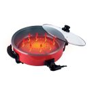 Simpex Basic 25319 XXL Kerámia Partyserpenyő, piros partisütő, Hot Pan, 1500W 42 cm kerek multifunkciós elektromos serpenyő, Hot Plate