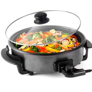   Simpex Basic 25320 Hot Plate Party Pan 1500W 36 cm elektromos serpenyő, partisütő, kerek multifunkciós főző- sütőedény, Pizzasütő, Hot Pan