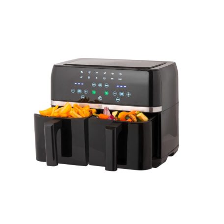 Simpex Touch XXL 8L kétzónás, 2 x 4 liter kétkosaras (dupla kosaras) 1700W Air Fryer, forrólevegős, olajmentes olajsütő, 8L